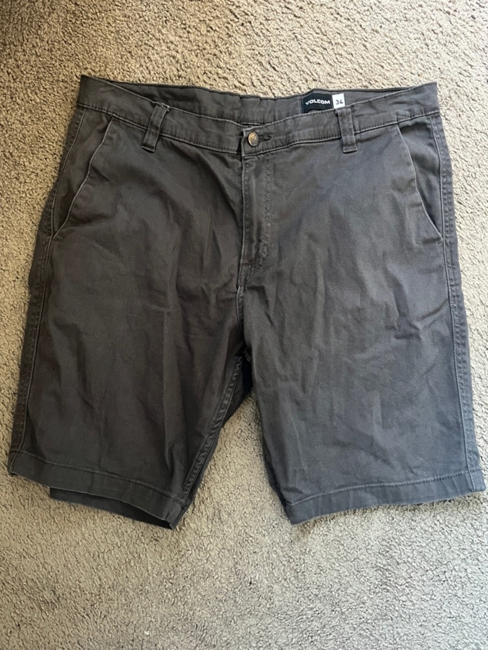 Volcom Men’s Dark Charcoal Flat Front Shorts